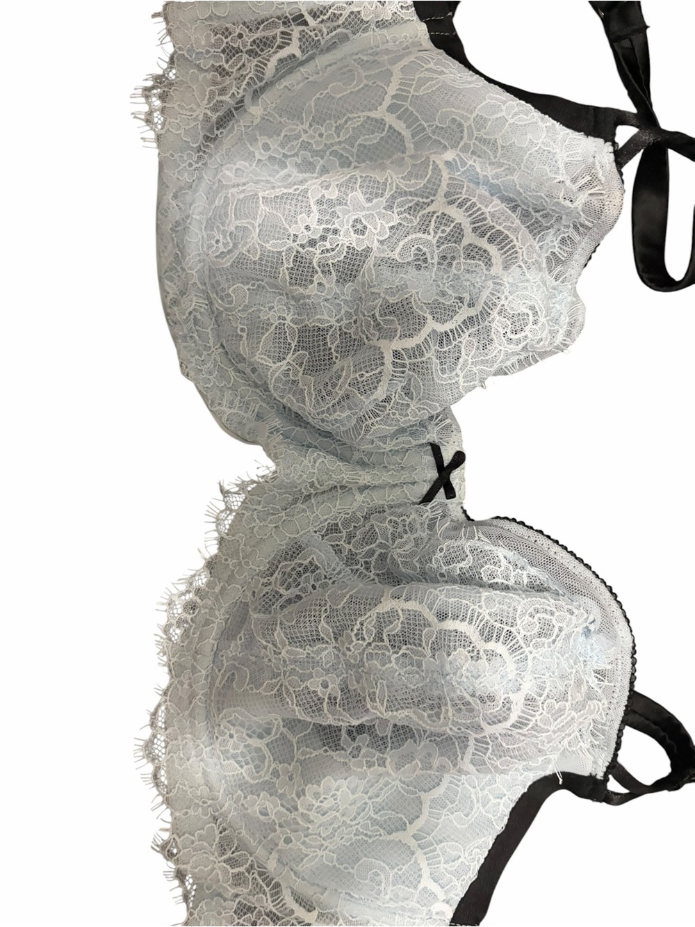 Victoria's Secret Light Blue Lace Bra with Black Trim
